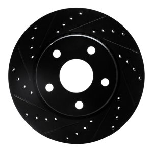 Jeep Wrangler Brake Rotor (1) - Front Left - R1 Concepts - Drilled & Slotted - Black - `07-`18